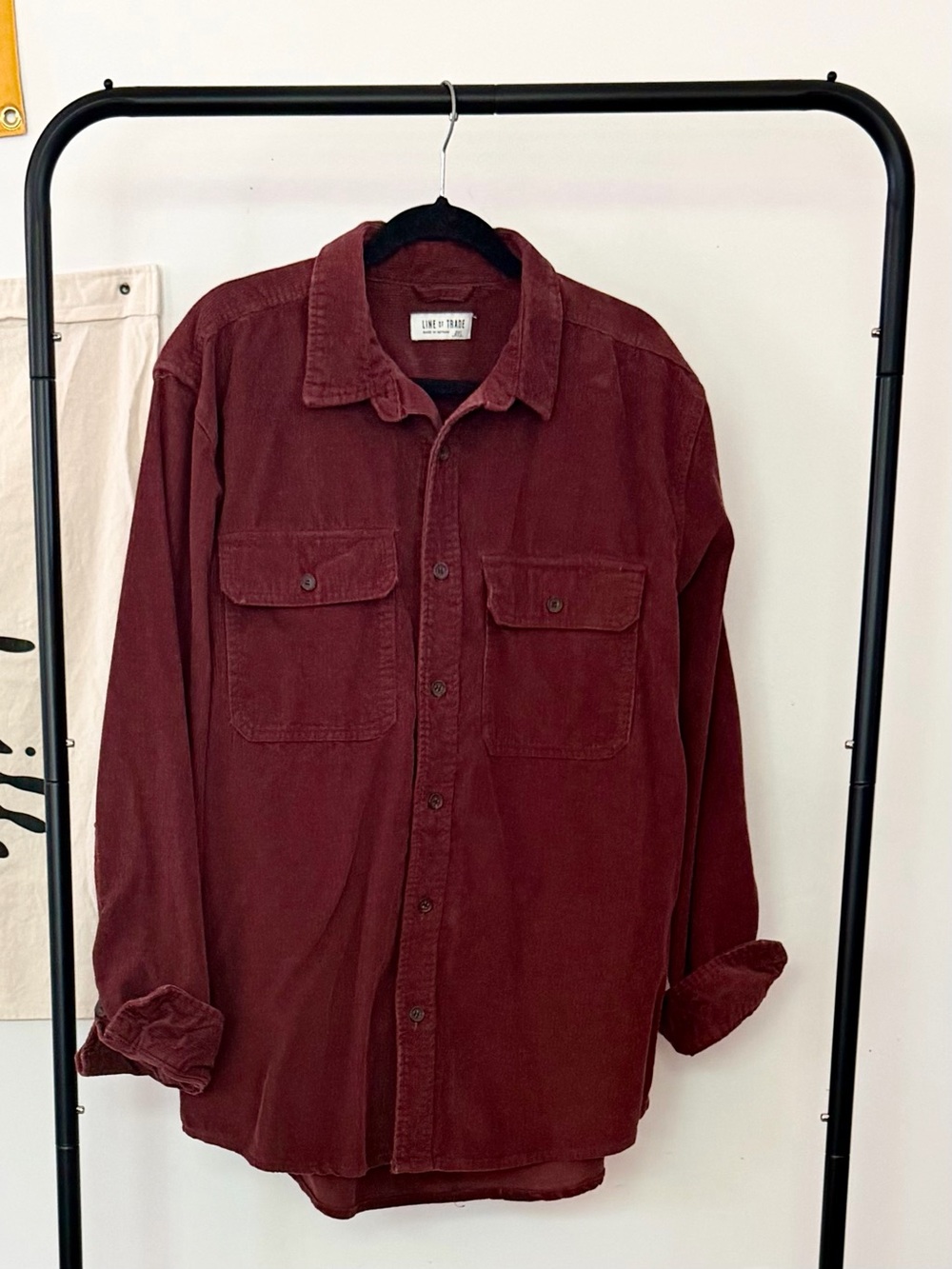 Line & Trade Corduroy Button-Up Shirt - Wine